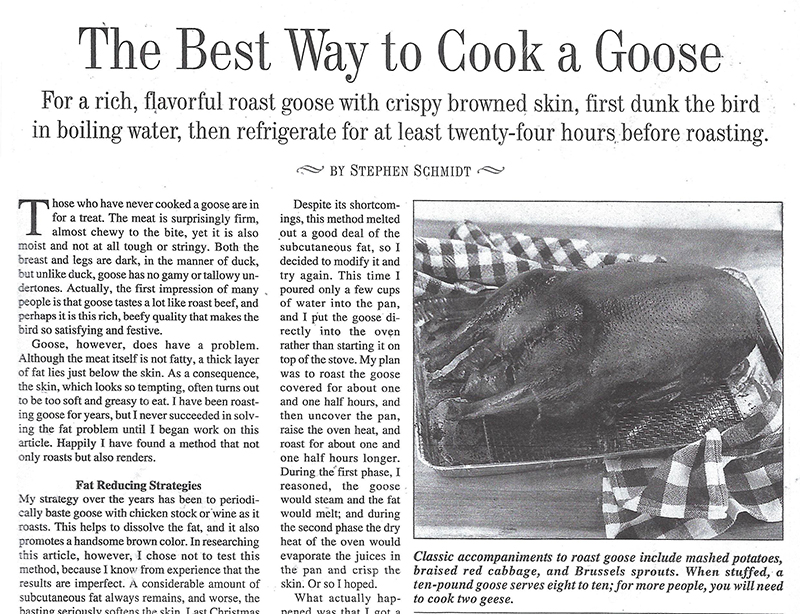 Goose Recipe Cooks Illustrated-Photo